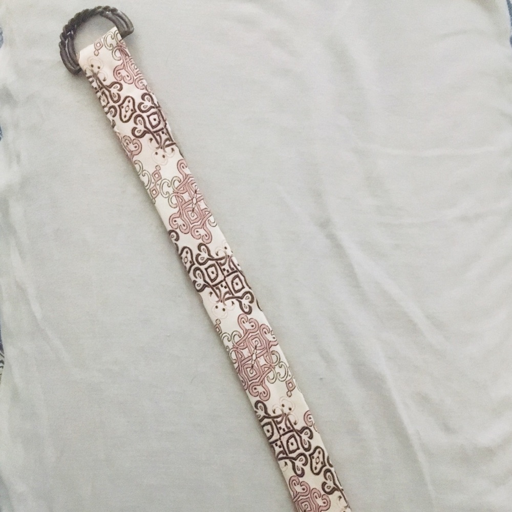 J.Crew Silk Patterned D- Ring Buckle “Tie” Belt